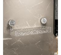 Raidley - Estante de pared sin taladro con ventosa para baño, organizador de ducha extraíble, estante rectangular transparente para el hogar, fácil montaje, solución de ahorro de espacio