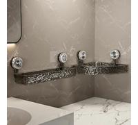 Raidley - Estante de pared sin taladro, estante de almacenamiento con ventosa para baño, ducha, organizador extraíble para ahorro de espacio, color negro, rectangular y triangular, juego para uso