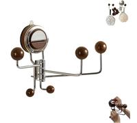 Raidley No-Drill Rotating Suction Hooks - Strong Hold, Raidley No Drill Wall Caddy, 180° Otating & Adjustable Design with 5 Hooks, Easy Wall Installatio, for Bathroom Kitchen (1 Pc)