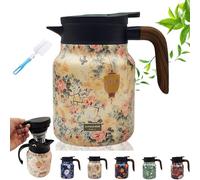 Raidley Vintage Floral Pattern Tea, Doresty Tea Pot, Vintage Floral Pattern Tea-Built-In Infuser, Stainless Steel Thermal Carafe with Lid for Hot Drinks (Pink,1000ML Wooden)