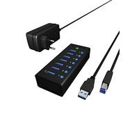Raidsonic Icy Box IB-AC618 USB3.0 USB Hub 7 Port mit USB Ladeport | 7 puertos USB 3.2 Gen 1 para unidades. Expande PC/portátil por múltiples puertos USB. Diseño compacto para el escritorio