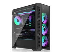 RAIJINTEK PONOS Ultra TG4 E-ATX Caja de PC de media vuelta, apertura del panel lateral de vidrio templado, preinstalado 4 ventiladores ARGB, negro (0R20B00225)