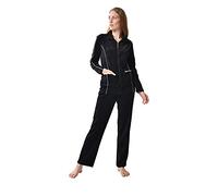 RAIKOU Home Set Conjunto informal para mujer, conjunto de culotte de pijama de terciopelo, ropa deportiva para correr de terciopelo, cremallera y cinta（Negro，44-46）