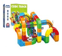 Rail Electric Train Set Flexible Race Track for Kids, Building Toy Train Track Gravity-Defying 3D Embedded Layouts & Motorized Car, for Children Aged 3-8 Years Old Educational Learning Gift (123Pcs)