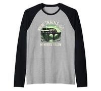 Railfan - Amante de la Locomotora y Fan del ferrocarril Camiseta Manga Raglan