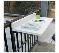 Railing Table Outdoor Balcony Hanging Aluminum Alloy Folding Terrace Side Table 5-Level Height-Adjustable Dining Table for Patio Garden White 120x40cm (White 80x40cm)