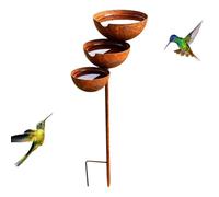 Rain Catcher - 3-Tier Rustproof Garden Stakes, Bronze Rain Chain Waterfall | Garden Water Catcher Bee Feeder for Yard Lawn Patio Porch Landscape Pathway Flower Bed Wild Hummingbird Butterfly | Anti-Tip