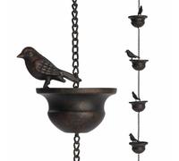Rain Chains For Outside - Decorative Water Catcher Hanger | Wind-resistant Creative Bird Roof Drainage Gutters Outdoor Decor, Metal Iron Hanging Cup Gutter Downspout Replacement Garden Sculpture Set