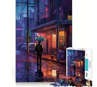 Rain City Pixel bit Art, Rompecabezas de 1000 Piezas para Adultos, Regalo Ideal para desafiar la Mente, Juguete de Ocio fácil, Corte preciso, (38x26cm)