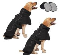 Rain Coat For Dogs, Cold Weather Coat with Soft Fleece Lining, Waterproof Dog with Legs,Djustable Dog Rain Reflective Raincoats For Indoor & Outdoor, Camping (2Pcs Black, XS)