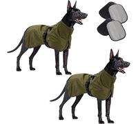 Rain Coat For Dogs, Cold Weather Coat with Soft Fleece Lining, Waterproof Dog with Legs,Djustable Dog Rain Reflective Raincoats For Indoor & Outdoor, Camping (2Pcs Green, XXL)