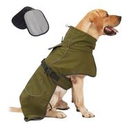 Rain Coat For Dogs, Cold Weather Coat with Soft Fleece Lining, Waterproof Dog with Legs,Djustable Dog Rain Reflective Raincoats For Indoor & Outdoor, Camping (Green, S)