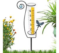 Rain Gauge Outdoor, Accurate Freeze-Proof Decorative Rain Gauges, PP, Iron Weather Instruments for Ground, Driveway, Deck, Yard, Pathway, Flower Fence, Trellis, Farm, Lawn, and Garden, 3.8x18.4cm