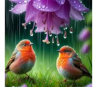 Rain Grassland Birds Jigsaw Puzzle 70 Pieces 45x45cm/18x18inch, Difficult Jigsaw Puzzles for Adults 70, Beautiful Art Work, Great Festive Puzzle Gift for Men/Women