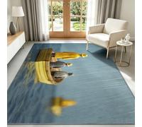 Rain Little Yellow Boat Person - Alfombra antideslizante suave de 120 x 170 cm, lavable, diseño minimalista de libro de imágenes de pelo corto para sala de estar, dormitorio, oficina en casa, comedor