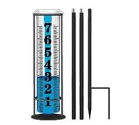 Rain Measure Gauge, Rain Water Meter, Height Measuring Tool with Adjustable Stake for Yard, Gardening, Farming, Education, Terrace, Deck, Fence Use, PVC Build, 1 Set, 220g