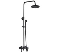 Rain Shower System Black Shower Faucet Set Wall Mounted Shower Combo Set Brass Single Handle Rain Mixer Shower with 8 Inch Shower Head, Handheld Shower, Tub Spout