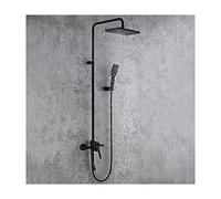 Rain Shower System Brass Shower Faucet Set Single Handle Shower Combo Set Wall Mounted Rain Mixer Shower with Tub Spout, ABS Handheld Shower and Shower Head,Black