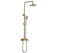 Rain Shower System Brass Shower Faucet Set Wall Mounted Shower Combo Set Single Handle Rain Mixer Shower with 3 Mode Handheld Shower, 8 Inch Rainfall Shower Head, Tub Spout,Gray