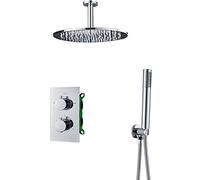 Rain Shower System Concealed, High Pressure Chrome Rainfall Shower Faucet 2 Function Brass Shower Combo Set with Rain Shower Head, Handheld Spray,Ceiling 16inch