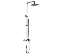 Rain Shower System Gray Shower Faucet Set Wall Mounted Shower Combo Set Single Handle Brass Rain Mixer Shower with Handheld Shower, 8 Inch Rainfall Shower Head, Tub Spout