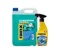 Rain-X Lavaparabrisas y Limpia Mosquitos Coche para Carrocería y Superficies- Protege de la Lluvia y Evita Restos de Insectos - Líquido Limpiaparabrisas 5 L + Eliminador de Mosquitos 500 ml