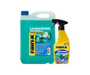 Rain-X Lavaparabrisas y Limpia Mosquitos Coche para Carrocería y Superficies- Protege de la Lluvia y Evita Restos de Insectos - Líquido Limpiaparabrisas 5 L + Eliminador de Mosquitos 500 ml