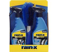Rain-X Limpia Llantas Coche y Abrillantador de Neumáticos con Tecnología Grafeno - Brillo Intenso y Protección Duradera - Pack de Limpieza y Protección con Cepillo para Llantas - 2x 500ml
