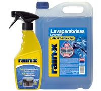 Rain-X Pack Limpiaparabrisas y Tratamiento Antilluvia - Mejora la Visibilidad, Protege de la Lluvia y Evita Rayas - 5 L de Líquido Lavaparabrisas y 500 ml de Limpiacristales