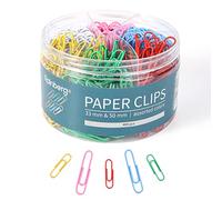 Rainberg Clips de papel, clip de papel de 33 y 50 mm, 400 clips de papel (color múltiple)