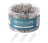 Rainberg Clips de papel, clip de papel de 33 y 50 mm, 400 clips (plateado)