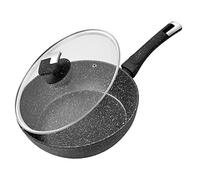 Rainberg Sartén profunda, sartén con tapa, sartén de granito antiadherente, sartenes antiadherentes con tapa, sartén de piedra con tapa, compatible con inducción, regalo de Navidad (26 cm)