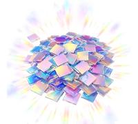 Rainbow Acrylic Squares, 100 Pieces Double-sided Crafts Tiles | Mini Holographic Acrylic Blocks for Indoor DIY Crafts Women Men Teens Adults