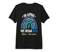 Rainbow Autism In April We Wear Blue Autism Awareness Month Camiseta Premium