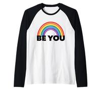 Rainbow B You - Diseño Inspirador de Conciencia del Orgullo LGBTQ Camiseta Manga Raglan