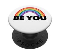Rainbow B You - Diseño Inspirador de Conciencia del Orgullo LGBTQ PopSockets PopGrip Adhesivo