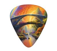 Rainbow Bridge After Rain - Paletas de guitarra, bajo, guitarra eléctrica o Hawaii de cuatro cuerdas (12 paquetes, finas, medianas, pesadas)