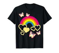 Rainbow Butterflies Colorful Hearts Bright Cute for Girls Camiseta