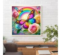 Rainbow Butterfly Rose Jigsaw Puzzle 200 Pieces 28x28cm/11x11inch, Difficult Jigsaw Puzzles for Adults 200, Beautiful Art Work, Great Festive Puzzle Gift for Men/Women