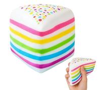 Rainbow Cake Stress Ball - Jumbo Soft Squeezing Food Fidget | Slow Rising Sensory Toy for Kids and Adults, Ideal for Working, Studying, Commuting, Home, Travel, Long Trips, Classroom Prizes