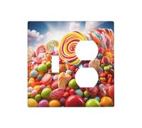 Rainbow Candy - Placa de pared decorativa para interruptor de luz, 2 tomas de corriente, placa de interruptor eléctrico, cubierta de placa frontal termoplástica para dispositivo decorativo, tornillos