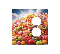Rainbow Candy - Placa de pared decorativa para interruptor de luz, 2 tomas de corriente, placa de interruptor eléctrico, cubierta de placa frontal termoplástica para dispositivo decorativo, tornillos