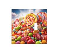 Rainbow Candy - Placa de pared decorativa para interruptor de luz, 2 tomas de corriente, placa de interruptor eléctrico, cubierta de placa frontal termoplástica para dispositivo decorativo, tornillos