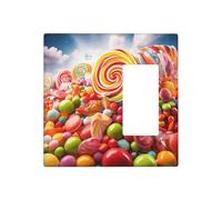 Rainbow Candy - Placa de pared decorativa para interruptor de luz, 2 tomas de corriente, placa de interruptor eléctrico, cubierta de placa frontal termoplástica para dispositivo decorativo, tornillos