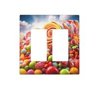 Rainbow Candy - Placa de pared decorativa para interruptor de luz, 2 tomas de corriente, placa de interruptor eléctrico, cubierta de placa frontal termoplástica para dispositivo decorativo, tornillos