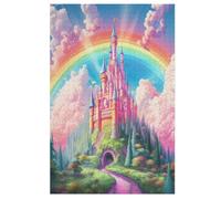 Rainbow Castillo Puzzles Adulto 1000 Pieces Regalo Familia Puzzle Clásico 3D Niños Juguete de Madera Regalo Único 78×53cm