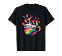 Rainbow Cat Cozy Dreams en una Taza Camiseta