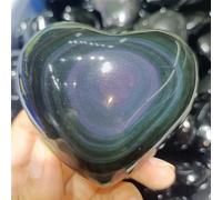 Rainbow Cats Eye Obsidian Heart Shaped Crystal Quartz Gem Home Office Decor Wearing (Size : 210-250g)