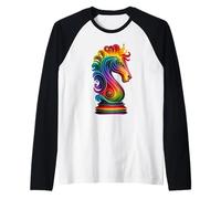 Rainbow Chess Knight - Camisa artística para Amantes de la Estrategia Camiseta Manga Raglan