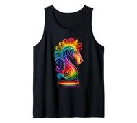 Rainbow Chess Knight - Camisa artística para Amantes de la Estrategia Camiseta sin Mangas